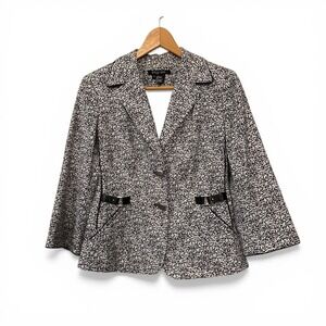 Etcetera Black/White Splatter Print Lined 3/4 Sleeve Classy Bus. Casual Blazer 4